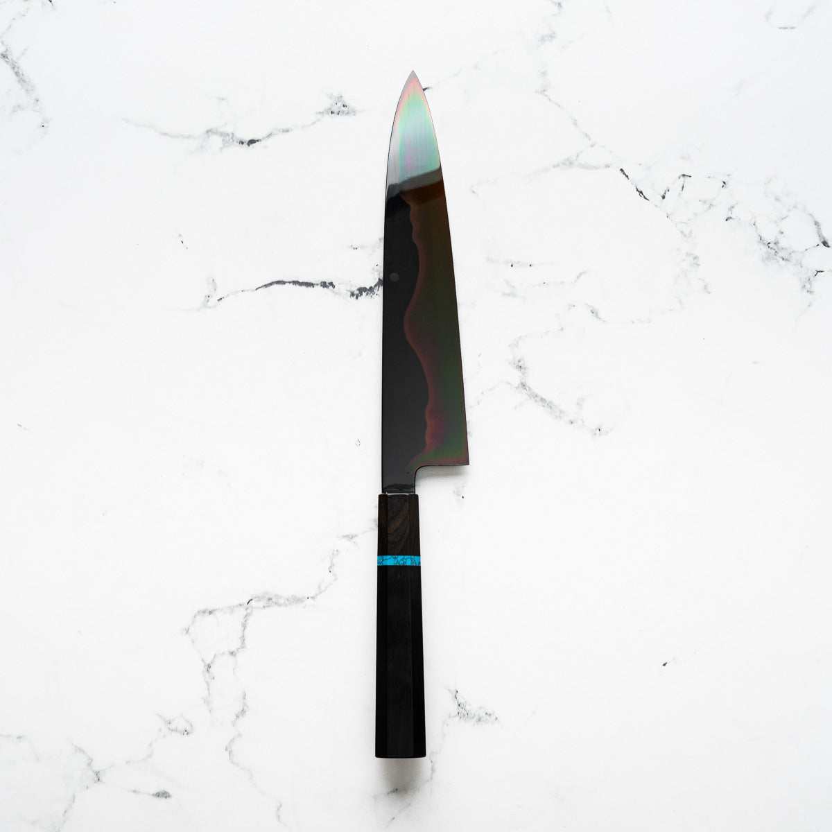 Yoshikazu Ikeda White 1 Honyaki Kachikaeshi Gyuto 240mm - Ebony Turquoise