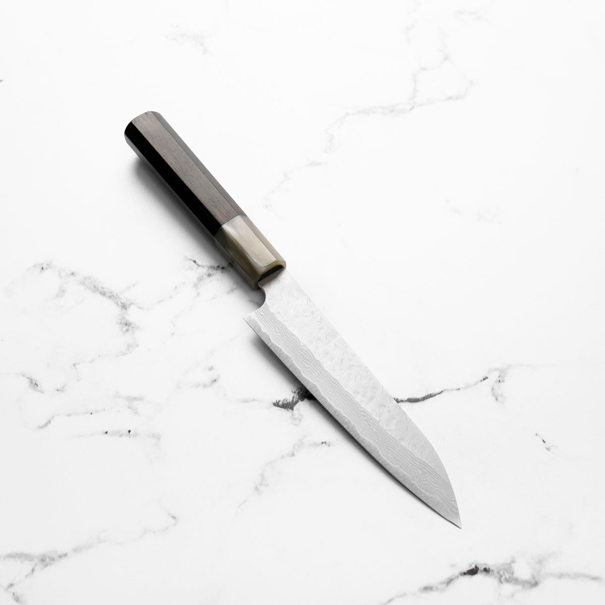 Nigara Hamono VG10 Tsuchime Damascus Petty 150mm - Ebony & Blonde