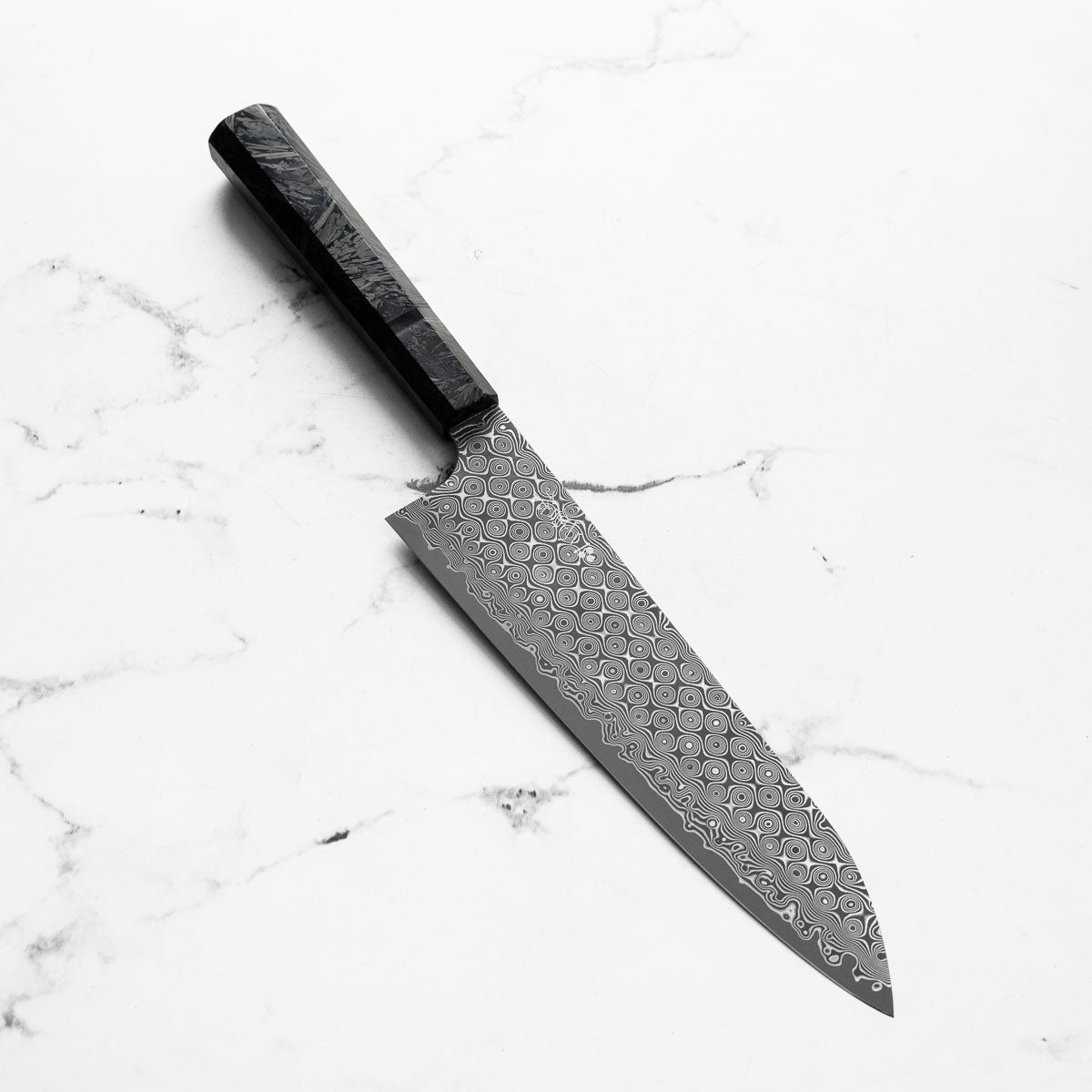Nigara Hamono "Anmon" SG2 Raindrop Damascus Gyuto 210mm - Dark Carbon Fibre