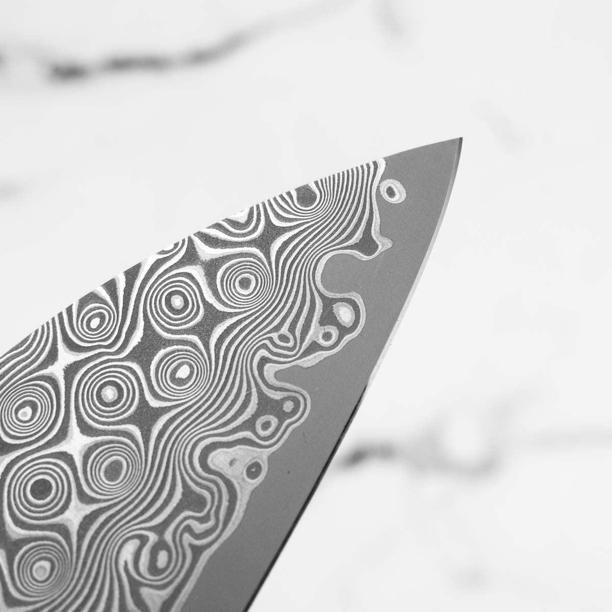 Nigara Hamono "Anmon" SG2 Raindrop Damascus Gyuto 210mm - Dark Carbon Fibre