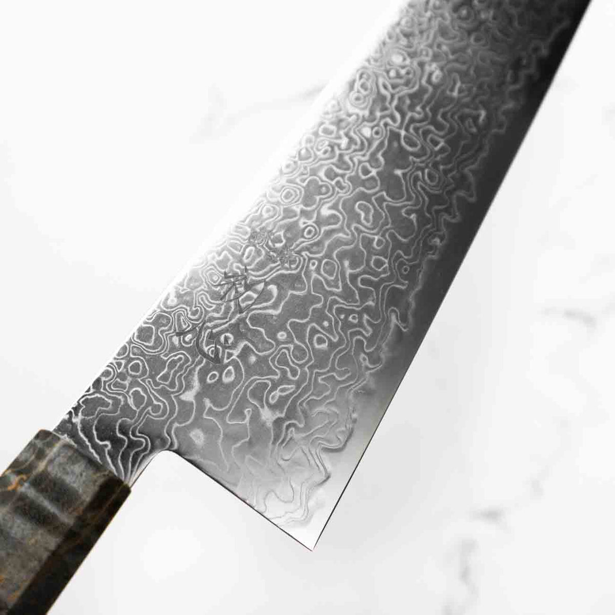 Hatsukokoro Ryuhyo SG2 Damascus Kiritsuke Gyuto 240mm - Dark Maple