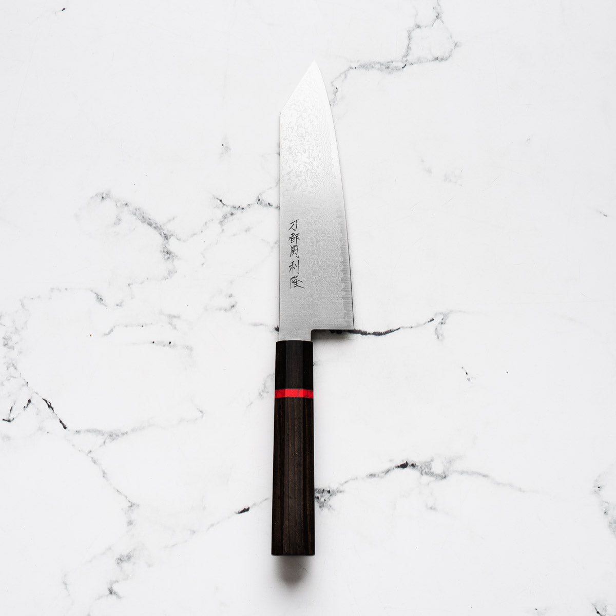 Toshitaka VG10 Damascus Migaki Bunka 180mm - Ebony & Red Spacer