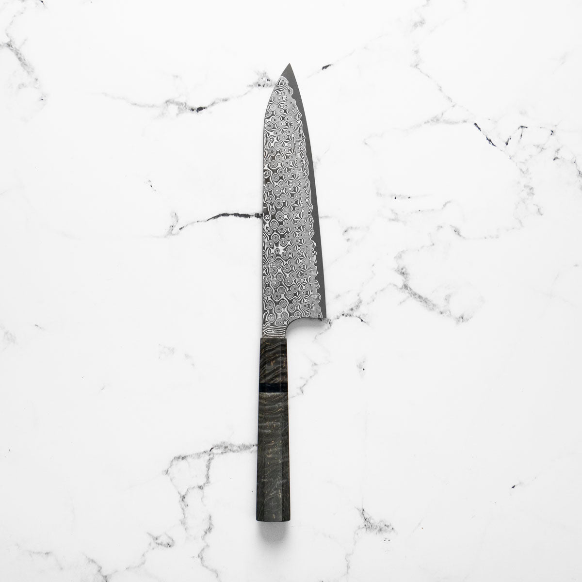 Nigara Hamono "Anmon" SG2 Raindrop Damascus Gyuto 210mm - Dark Maple