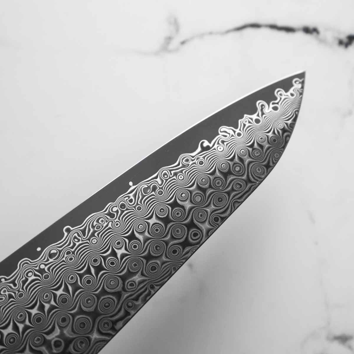 Nigara Hamono "Anmon" SG2 Raindrop Damascus Gyuto 210mm - Dark Maple