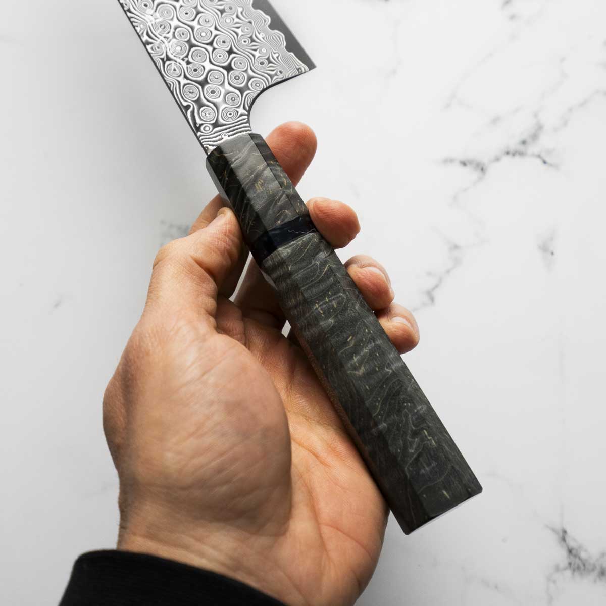 Nigara Hamono "Anmon" SG2 Raindrop Damascus Gyuto 210mm - Dark Maple