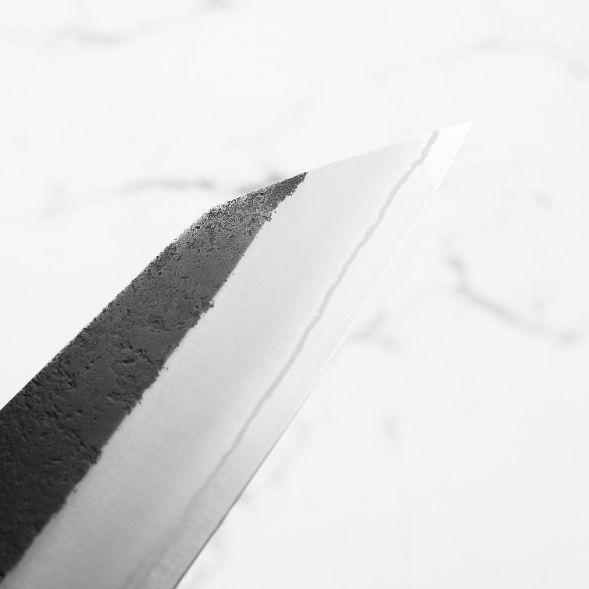 Yoshikane (Hatsukokoro) White 2 Kurouchi Nashiji SS Clad Kiritsuke 210mm - Ebony - view 6