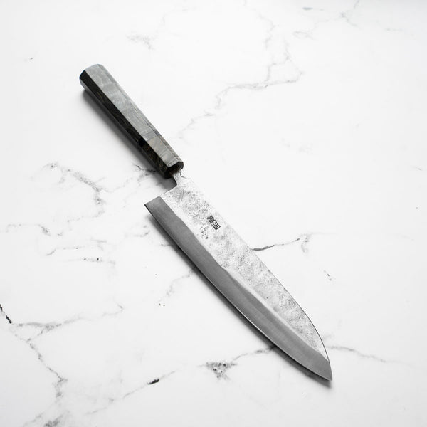 Teruyasu Fujiwara White 2 Nashiji Gyuto 210mm - Dark Maple