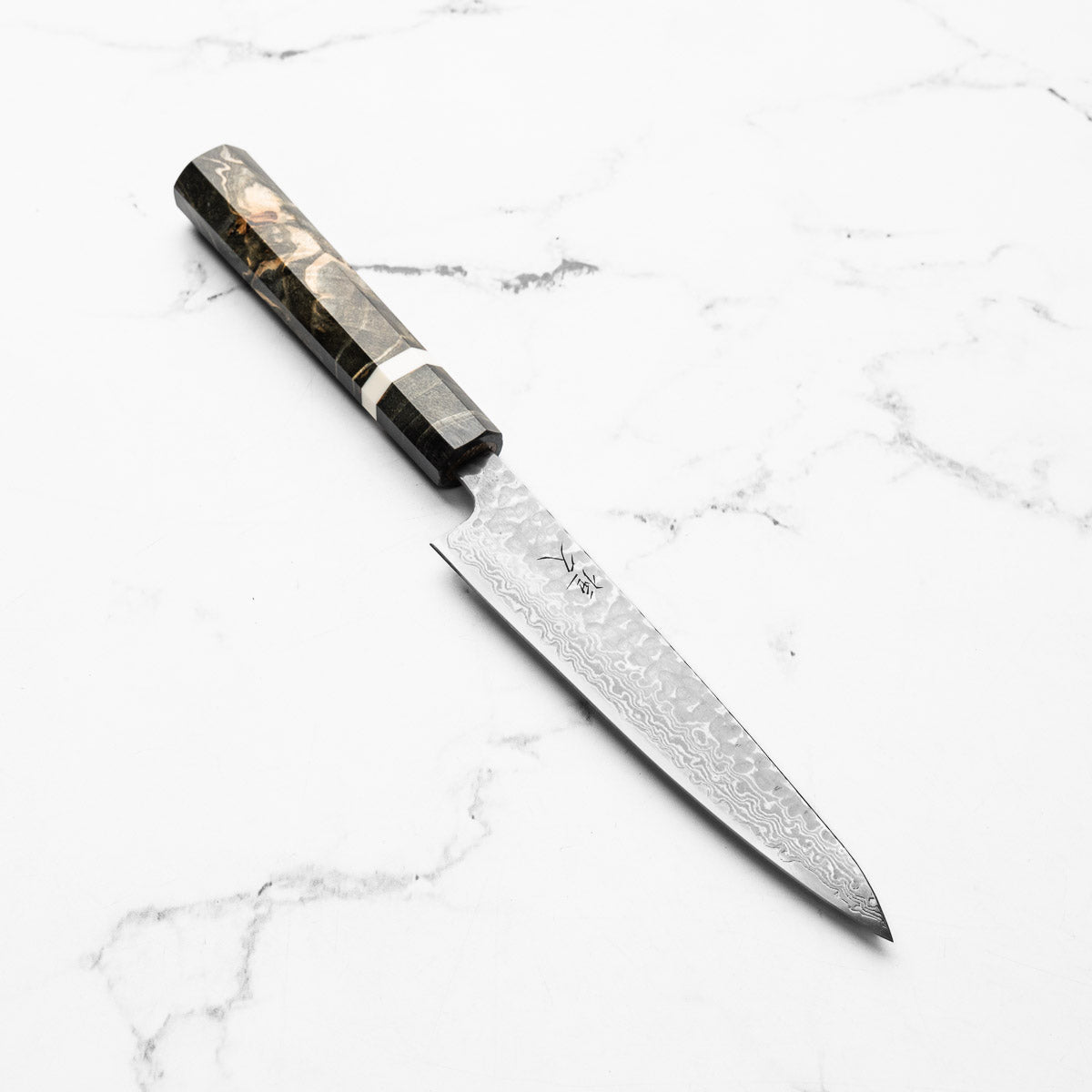 Tsunehisa Ginsan Geppaku Petty 135mm - Dyed Maple w/White Stripe