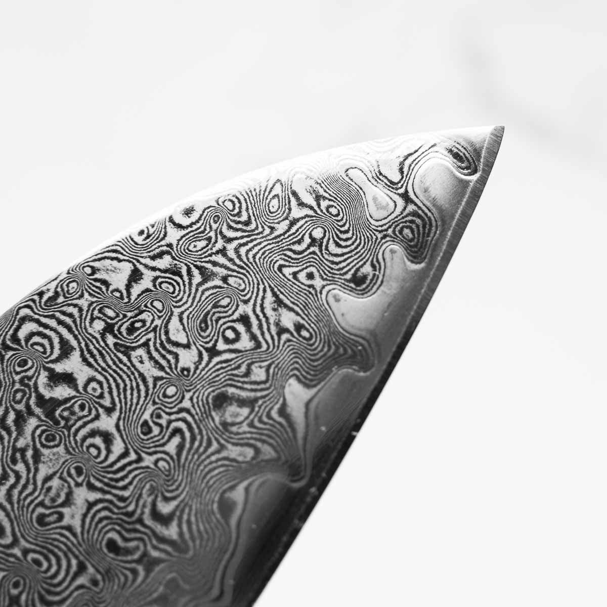 Tsunehisa SRS13 Damascus Santoku - Ebony Blue Ring