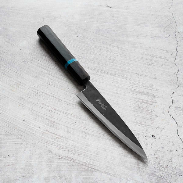 Seido "Kuro" x Tadafusa White 2 Kurouchi Petty 135mm - Ebony & Turquoise