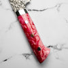 Takeshi Saji R2/SG2 Damascus Sakimaru Sujihiki 240mm Red/Pink Acrylic