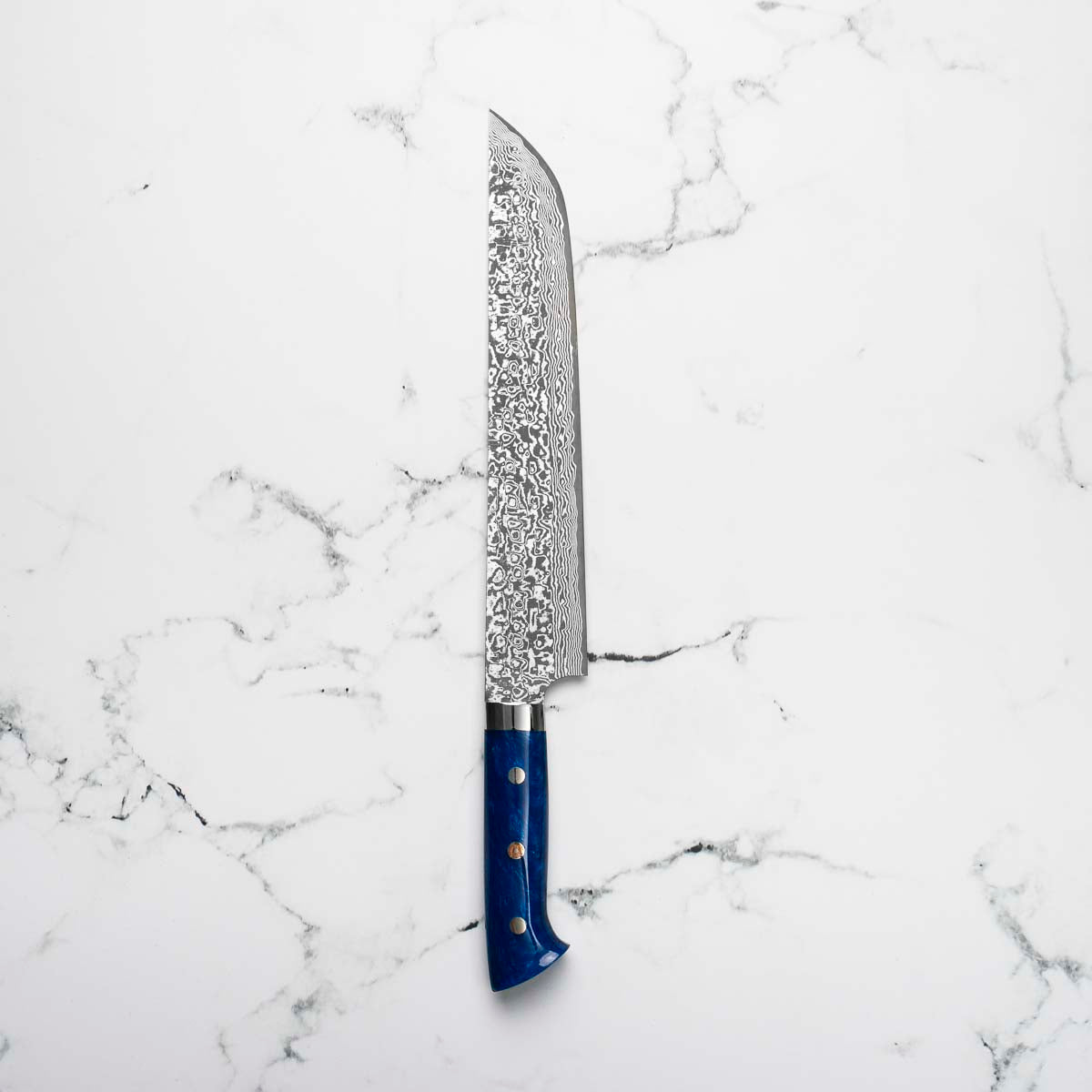 Takeshi Saji R2/SG2 Damascus Sakimaru Sujihiki 240mm Blue Acrylic