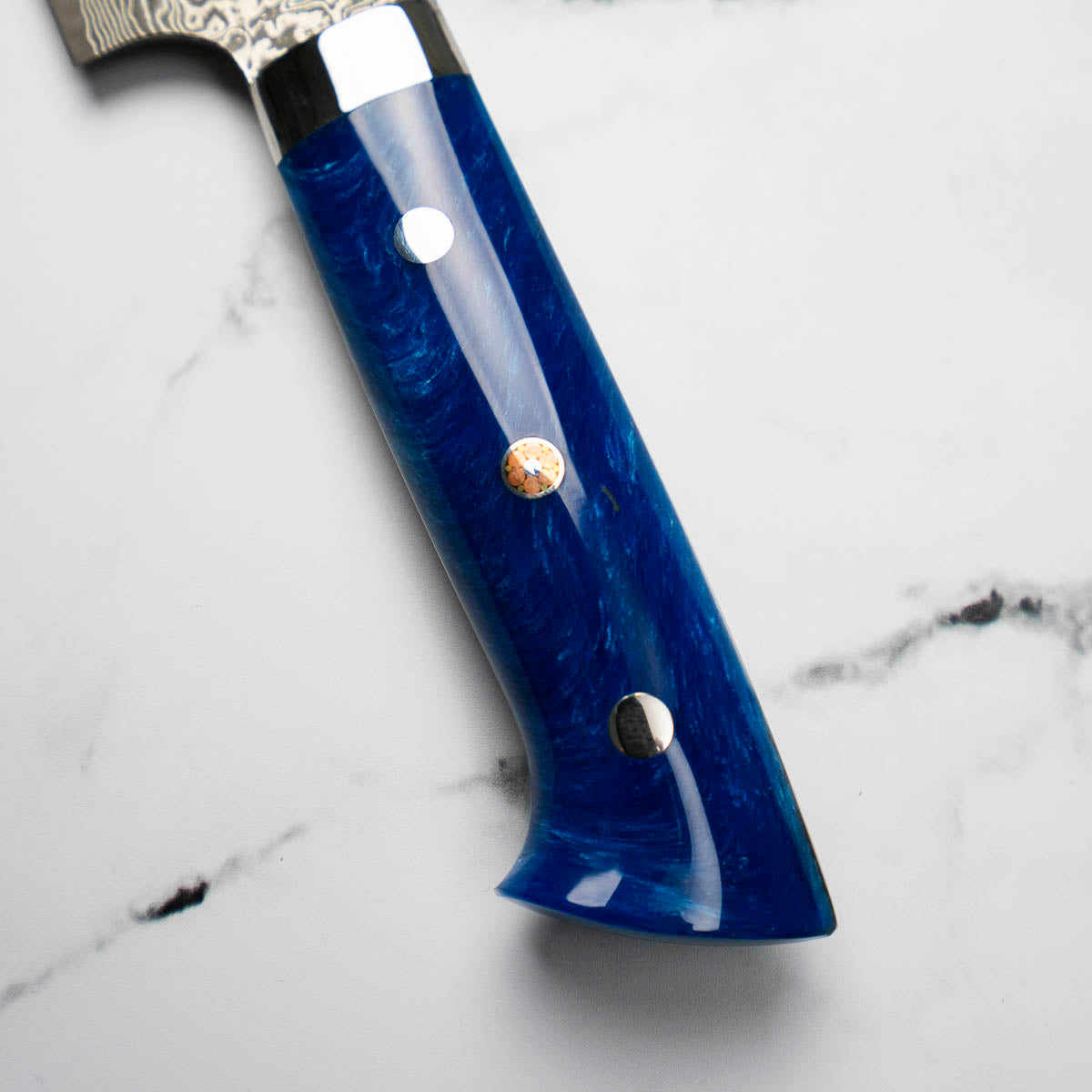 Takeshi Saji R2/SG2 Damascus Sakimaru Sujihiki 240mm Blue Acrylic