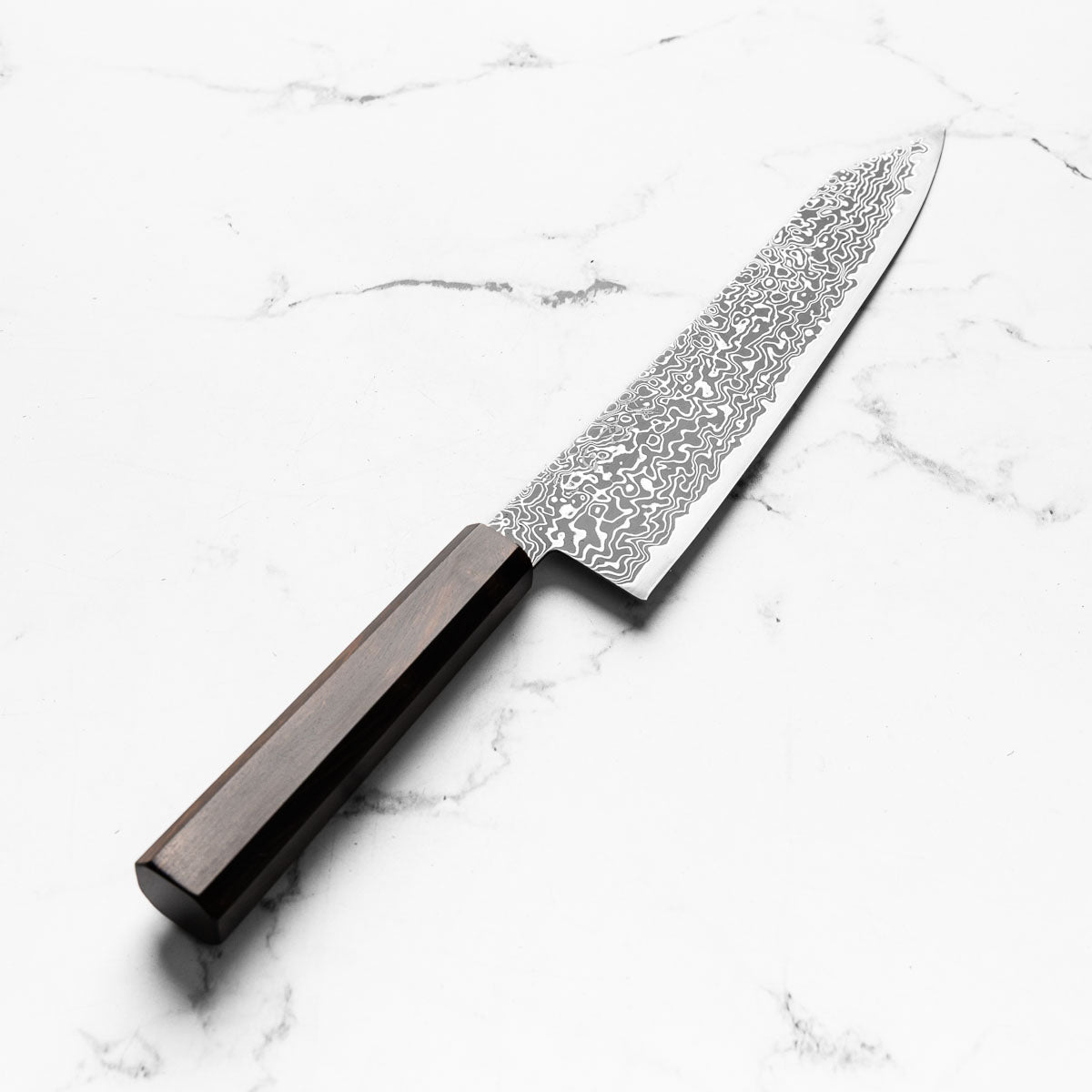 Hatsukokoro Ryuhyo Kurozome SG2 Damascus Kiritsuke Gyuto 210mm - Ebony