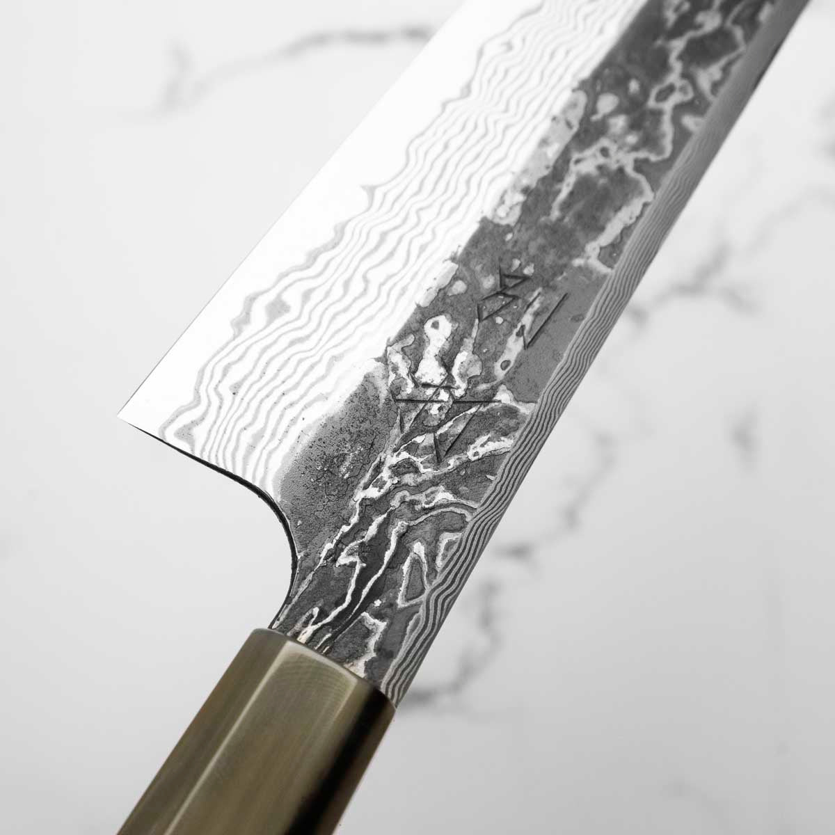 Hatsukokoro SLD Kurouchi Damascus Kiritsuke Gyuto 210 - Ebony & Blonde