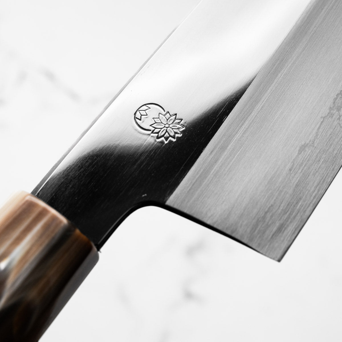 Sakai Kikumori "Choyo" Ginsan Santoku 180mm - Persimmon