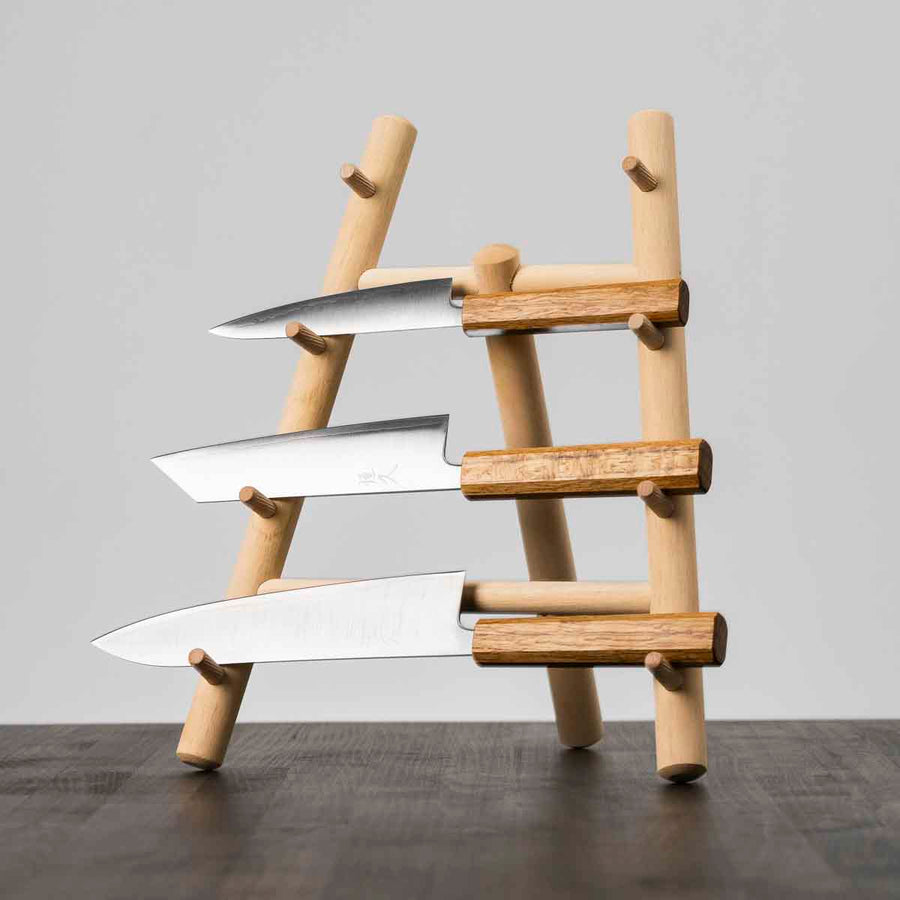 Tsunehisa Ginsan Migaki - 3 Knife Set With Knife Tower