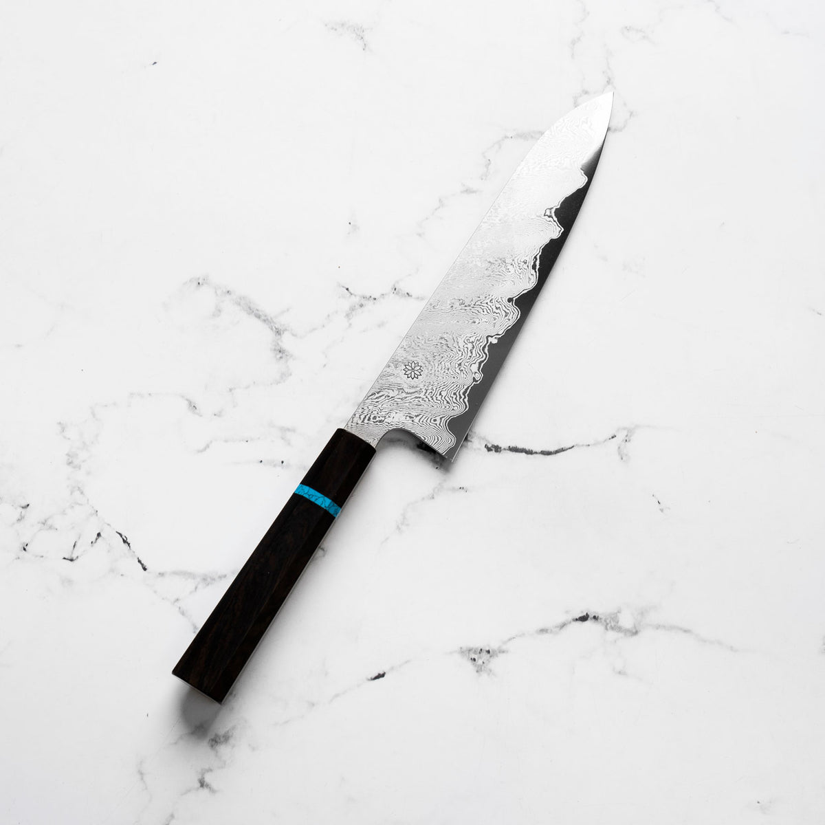 Sakai Kikumori "Minamo" ATS34 Damascus Gyuto 240mm - Ebony Turquoise