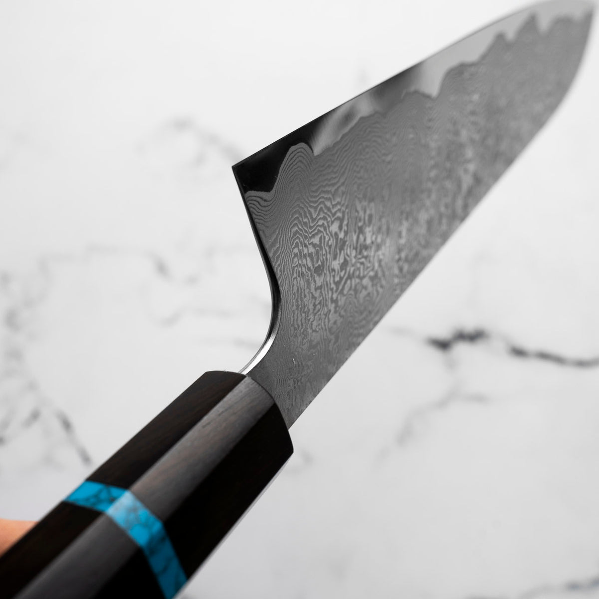Sakai Kikumori "Minamo" ATS34 Damascus Gyuto 240mm - Ebony Turquoise