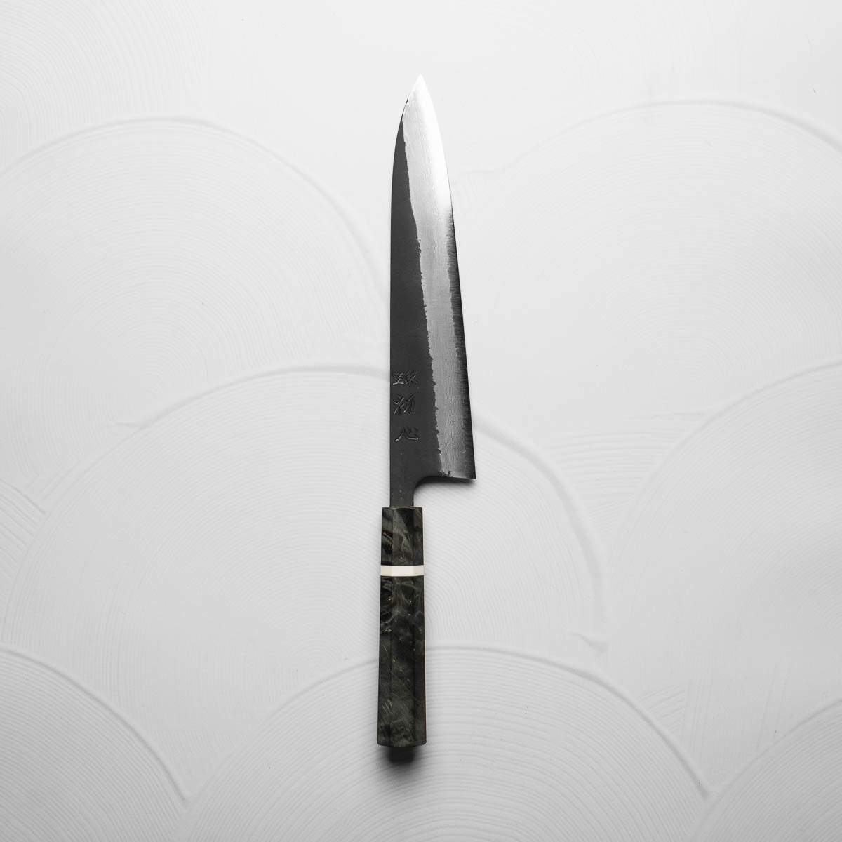 Hatsukokoro Shinkiro Blue Super Damascus Kurouchi Gyuto 240mm - Maple