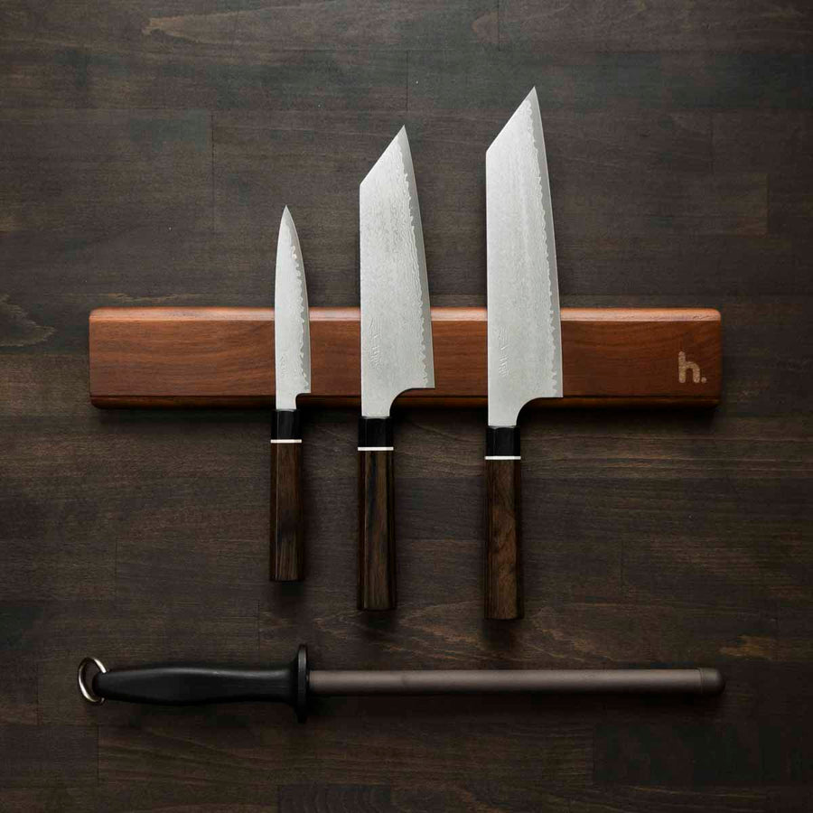 Senzo Black VG10 - 3 Knife Set with Magnetic Strip
