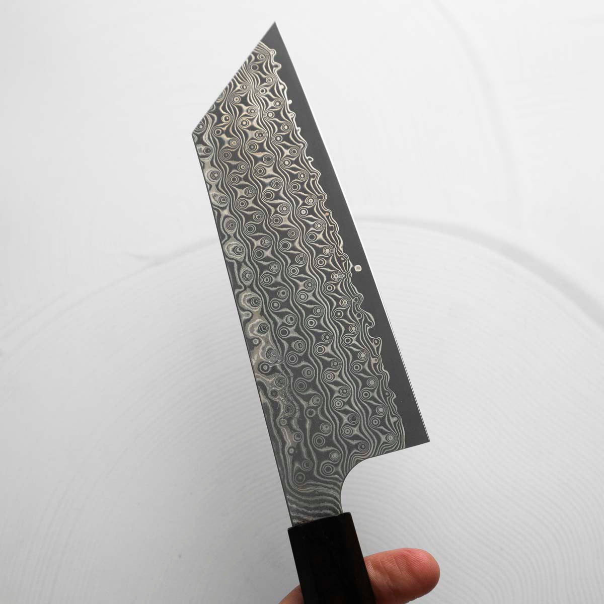 Nigara Hamono SG2 Raindrop Damascus Kiritsuke Nakiri 180mm - Ebony