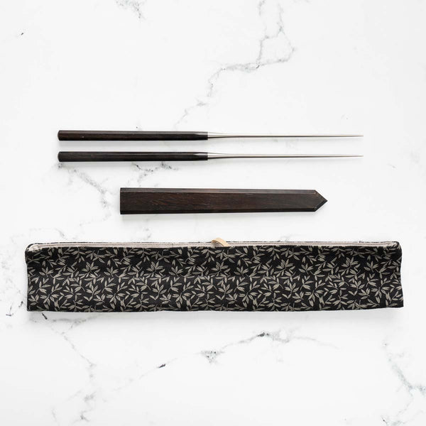 Hatsukokoro Ebony Moribashi Plating Chopsticks - 150mm
