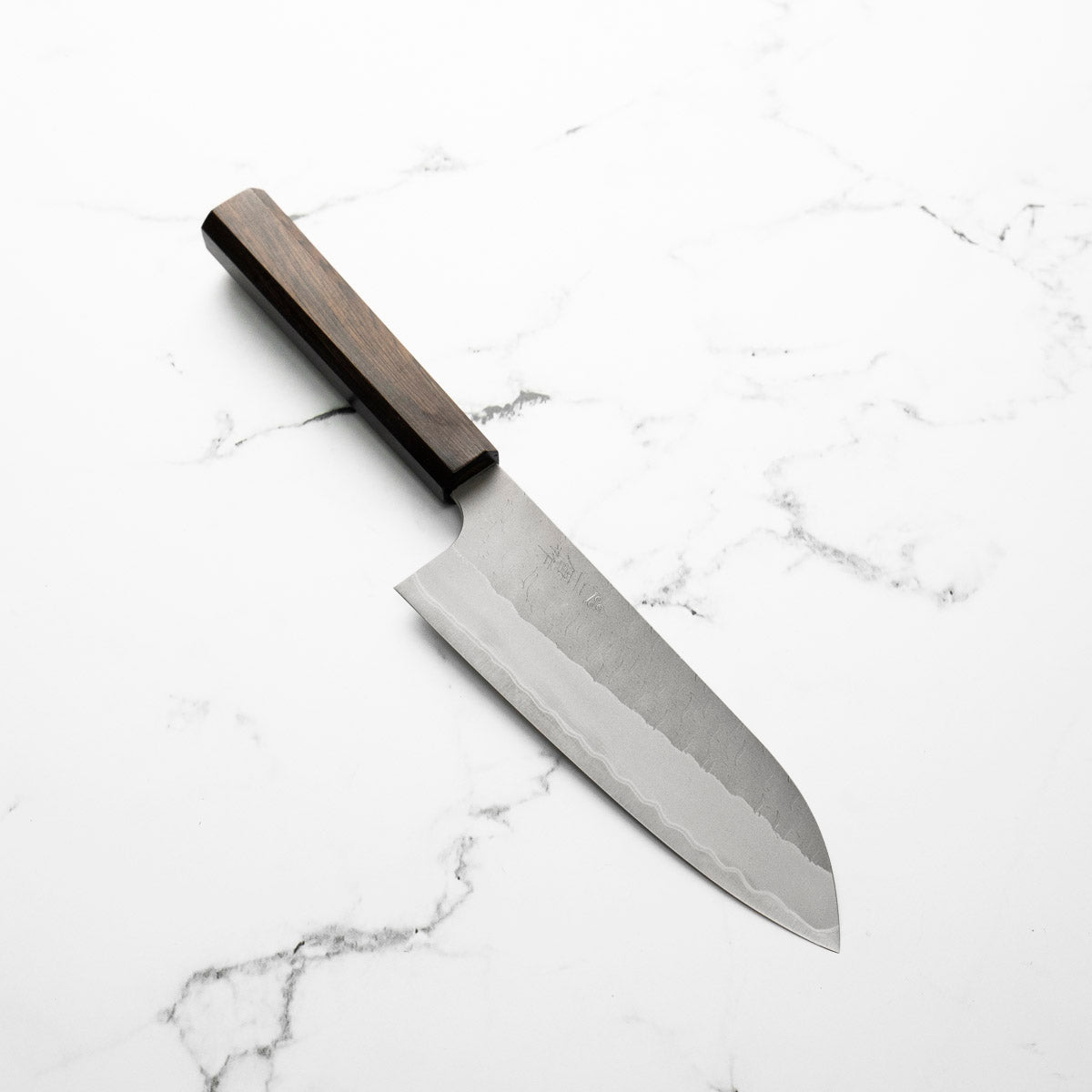 Nigara Hamono Blue Super Tsuchime Santoku 180mm - Ebony