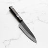 Mutsumi Hinoura Ajikataya White 2 SS Clad Petty 135mm - Ebony w/ Double Black Horn (3 rings)