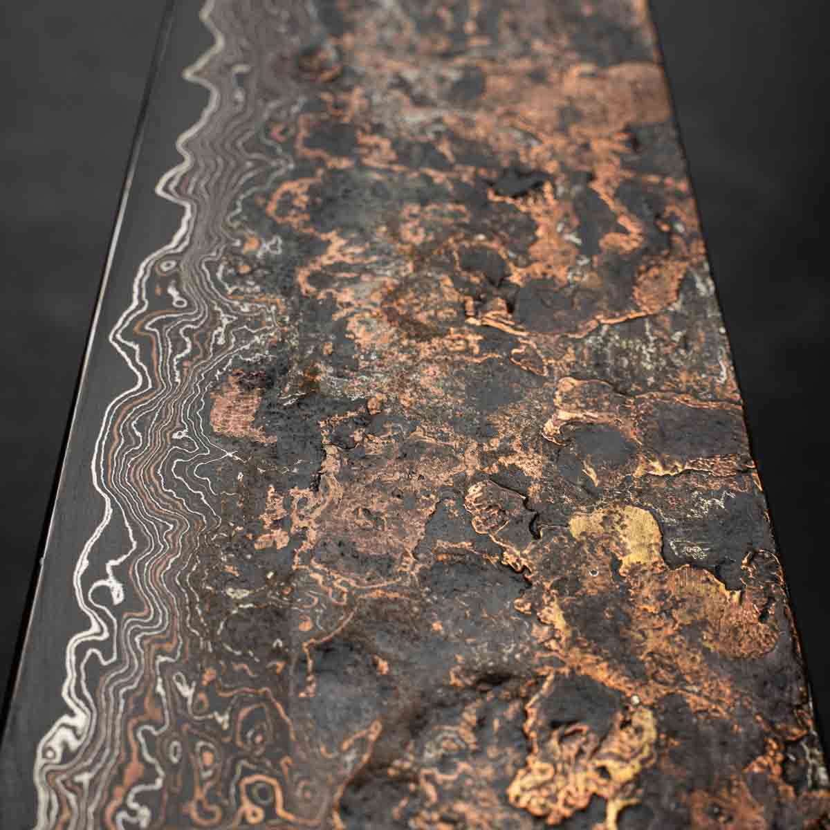Leszek Sikon 100 Layer Copper Damascus Nakiri 185mm