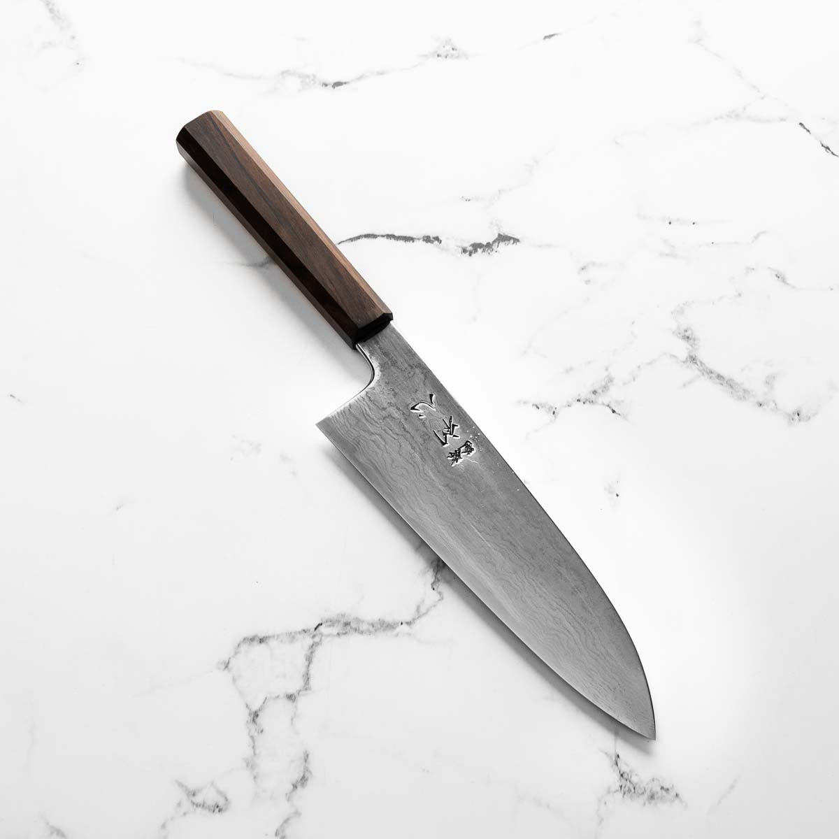 Hatsukokoro Komorebi Damascus B Grade BF25 Santoku 180mm - Ebony