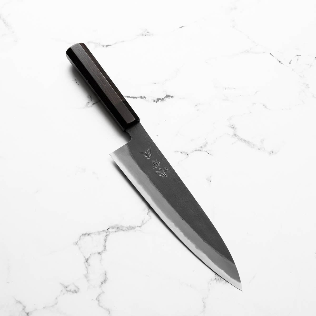 Mutsumi Hinoura Ajikataya White 2 Gyuto 210mm - Ebony & Black Horn