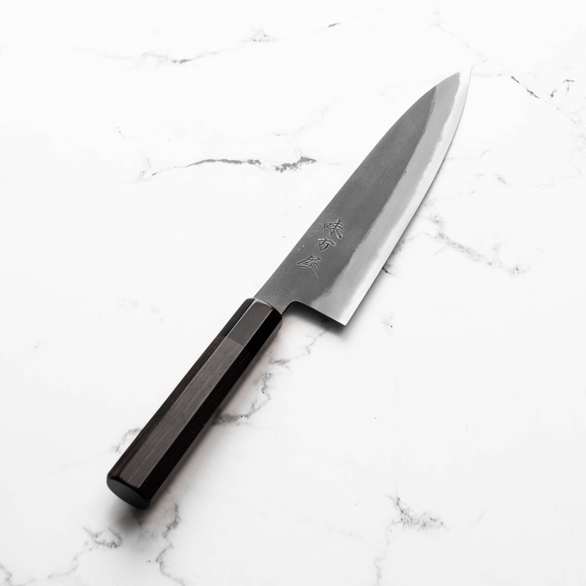 Mutsumi Hinoura Ajikataya White 2 Gyuto 210mm - Ebony & Black Horn