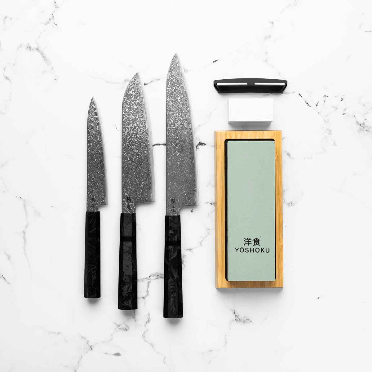 Seido VG10 Kurozome Nickel Damascus 3 Knife Set