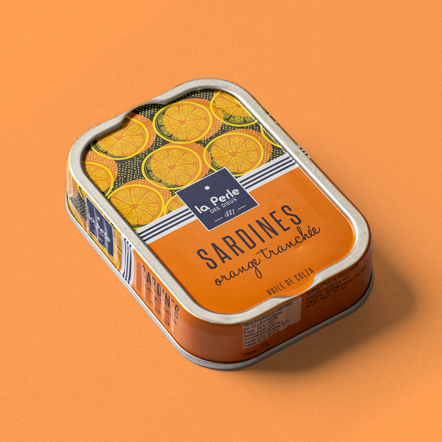 La Perle - des Dieux Sardines in Grapeseed Oil and Sliced Orange